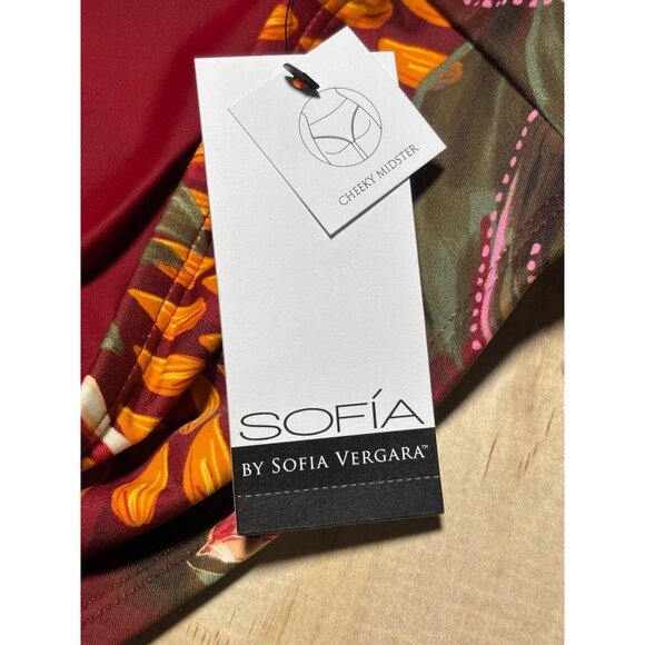 Sofía By Sofia Vergara Floral Cheeky Midster Bikini Bottom Womens L 12-14 - Picture 4 of 10